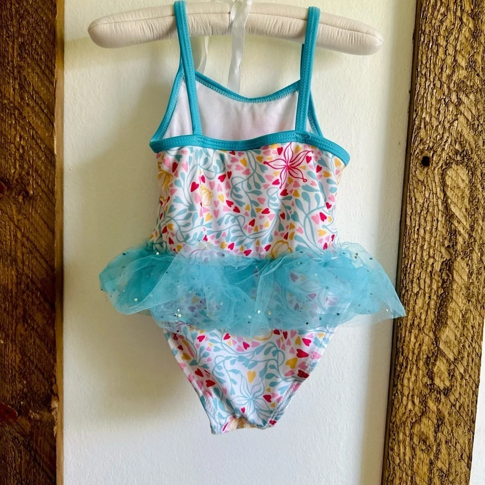 Disney Ariel Little Mermaid Swimsuit TuTu Toddler Girl Size 2T One-Piece Swim